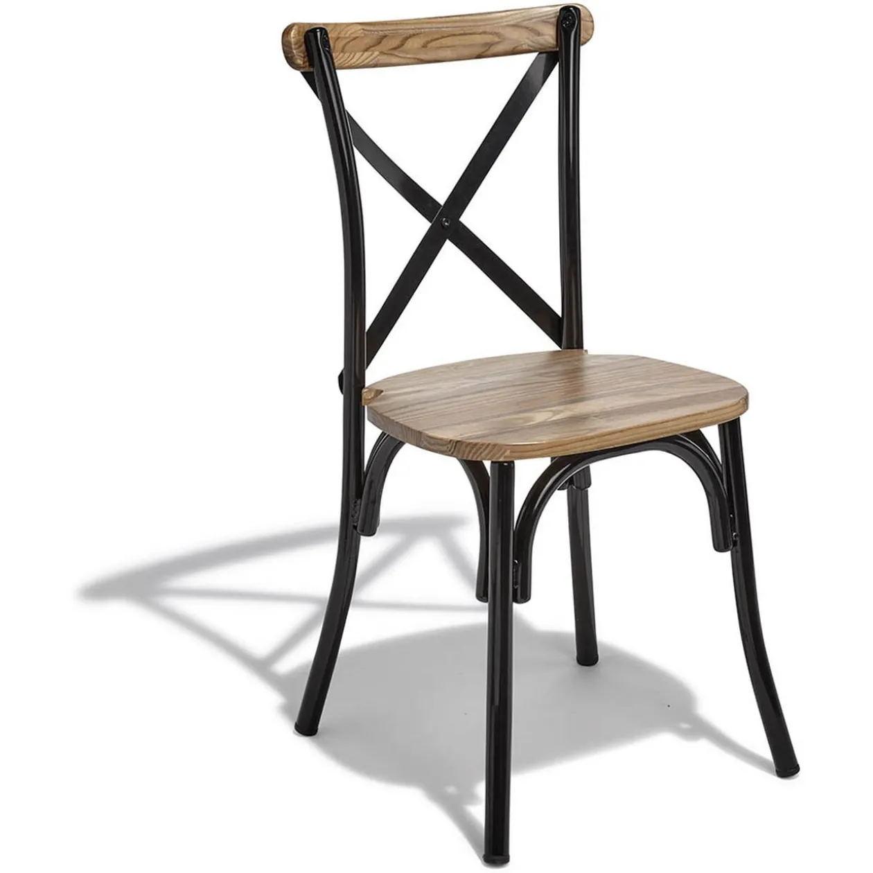 Chaise Juliette noir et bois naturel x 2