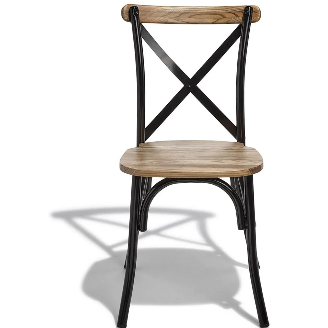 Chaise Juliette noir et bois naturel x 2