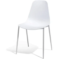 Chaise Lenny en polypropylène et métal blanc