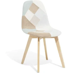 Chaise patchwork beige et blanche x 2