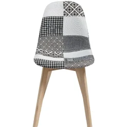 Chaise scandinave Chloé tissu noir et blanc x2
