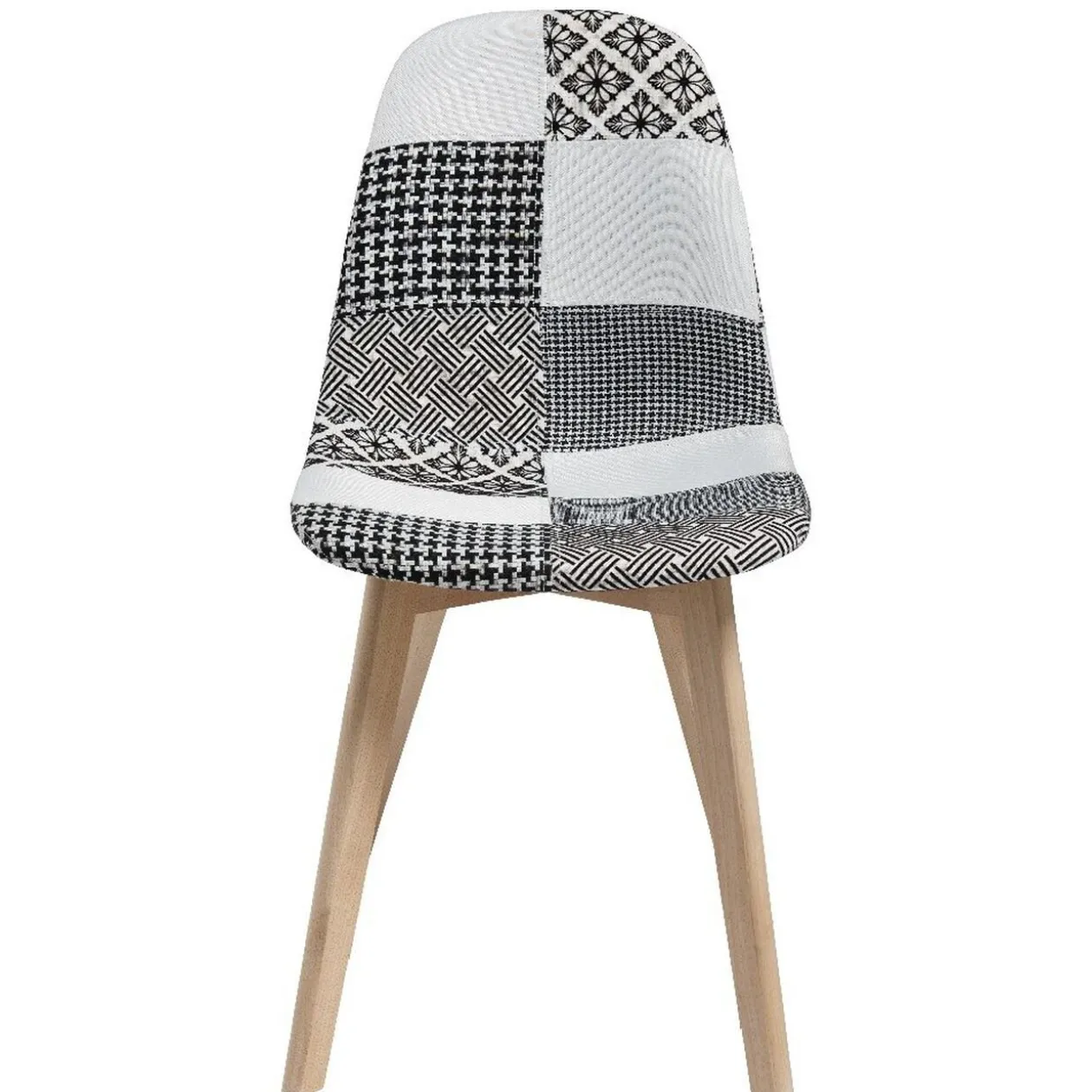 Chaise scandinave Chloé tissu noir et blanc x2