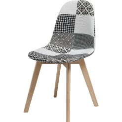 Chaise scandinave Chloé tissu noir et blanc x2