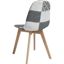 Chaise scandinave Chloé tissu noir et blanc x2