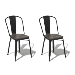 Chaise Timothy noire assise bois massif x2