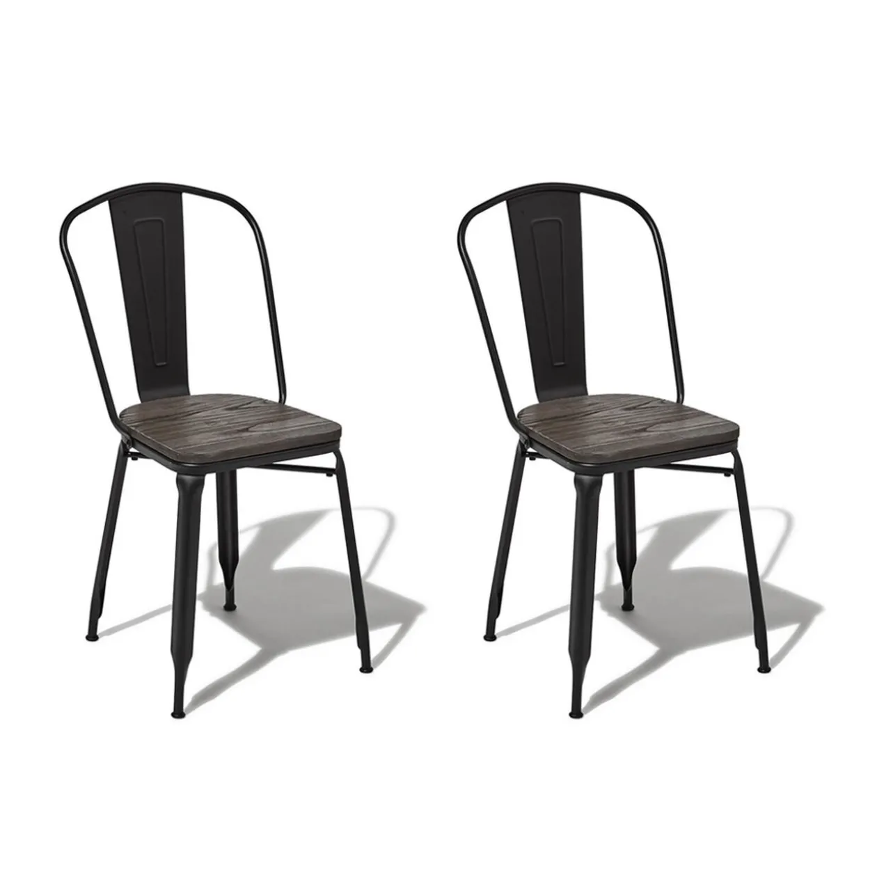 Chaise Timothy noire assise bois massif x2