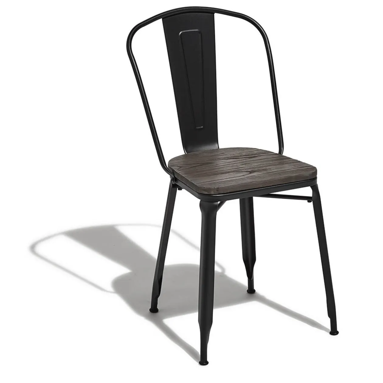 Chaise Timothy noire assise bois massif x2