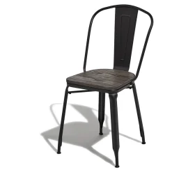 Chaise Timothy noire assise bois massif x2