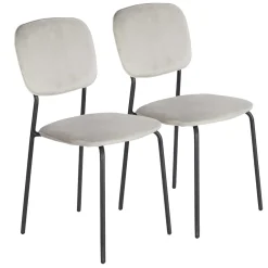 Chaise velours Morgane gris 49x45xH86cm x2