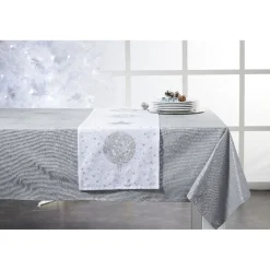 Chemin de table blanc et argenté