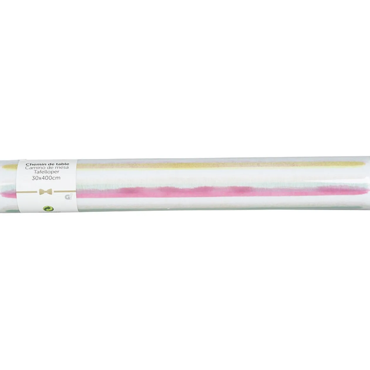 Chemin de table blanc rayure multicolore