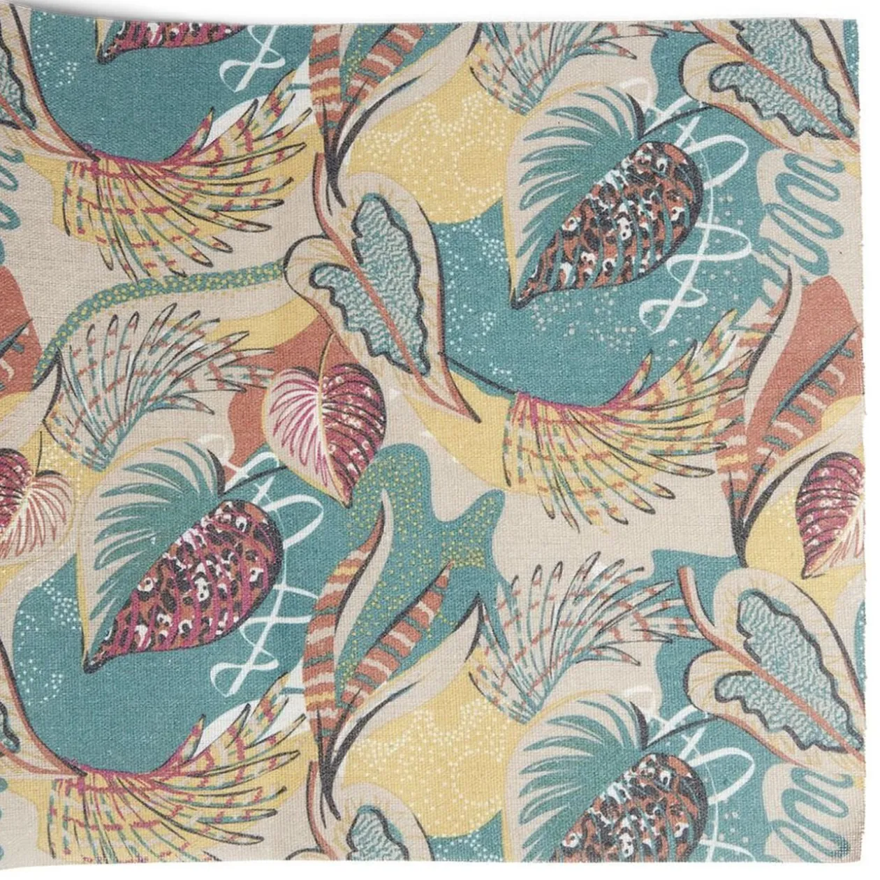 Chemin de table design feuille polyester et coton 400x28cm