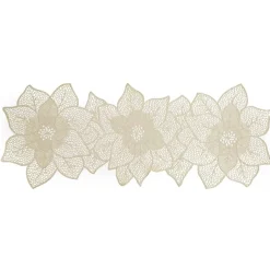Chemin de table design fleur ajouré doré 35x90cm