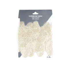 Chemin de table doré design fleurs ajourées 25x180cm