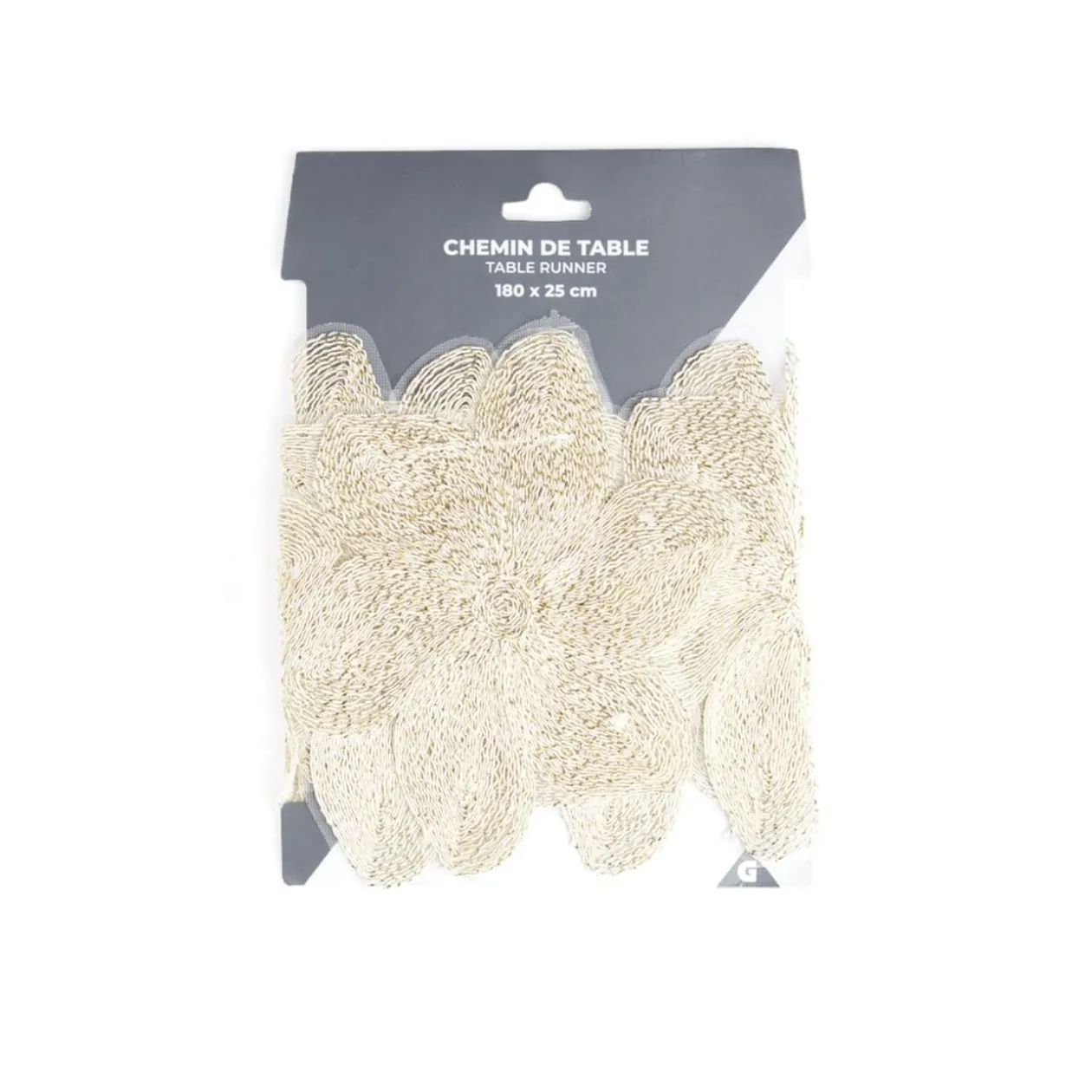 Chemin de table doré design fleurs ajourées 25x180cm