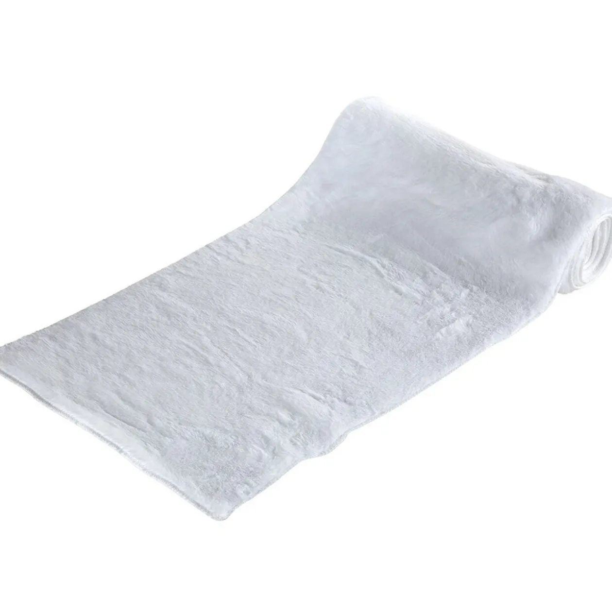 Chemin de table effet fourrure blanc