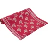 Chemin de table effet jute imprimé poule rouge et blanc L400x28 cm