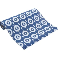 Chemin de table effet jute imprimé bleu et blanc L400x28 cm