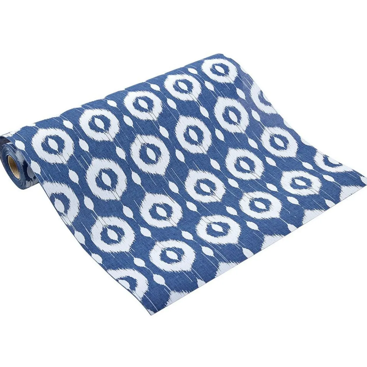 Chemin de table effet jute imprimé bleu et blanc L400x28 cm