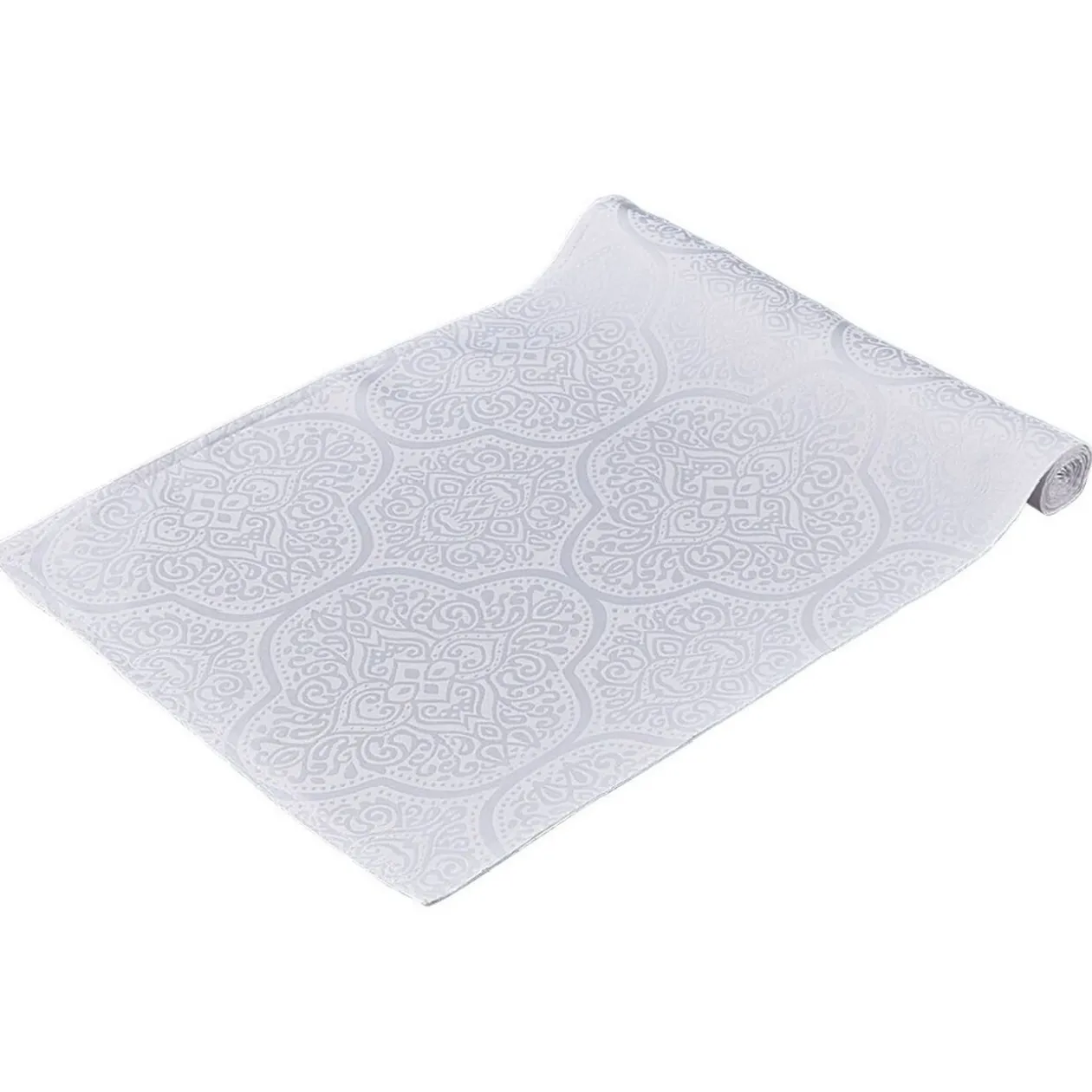 Chemin de table motif jacquard blanc
