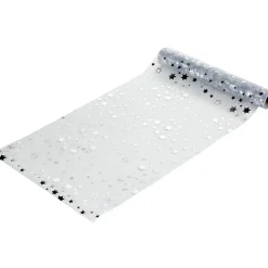 Chemin de table motifs étoiles argenté