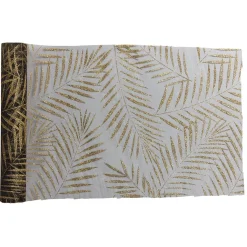 Chemin de table noir motif feuille doré