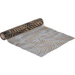 Chemin de table noir motif feuille doré