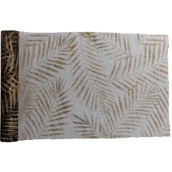 Chemin de table noir motif feuille doré