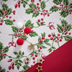 Chemin de table Noël blanc motifs sapins et flocons 3m