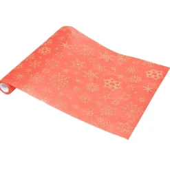 Chemin de table rouge design flocons dorés