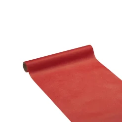 Chemin de table rouge effet tissu papier voie sèche 4,8 m