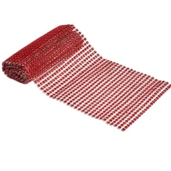 Chemin de table rouge effet argenté