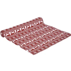 Chemin de table rouge motif Noël blanc