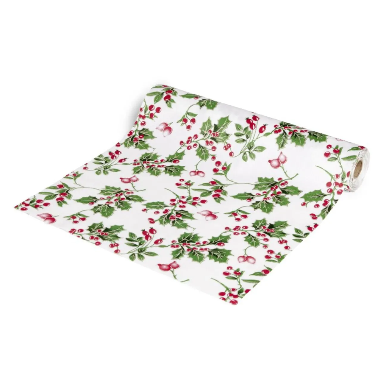 Chemin de table velours motif houx 28xL300cm