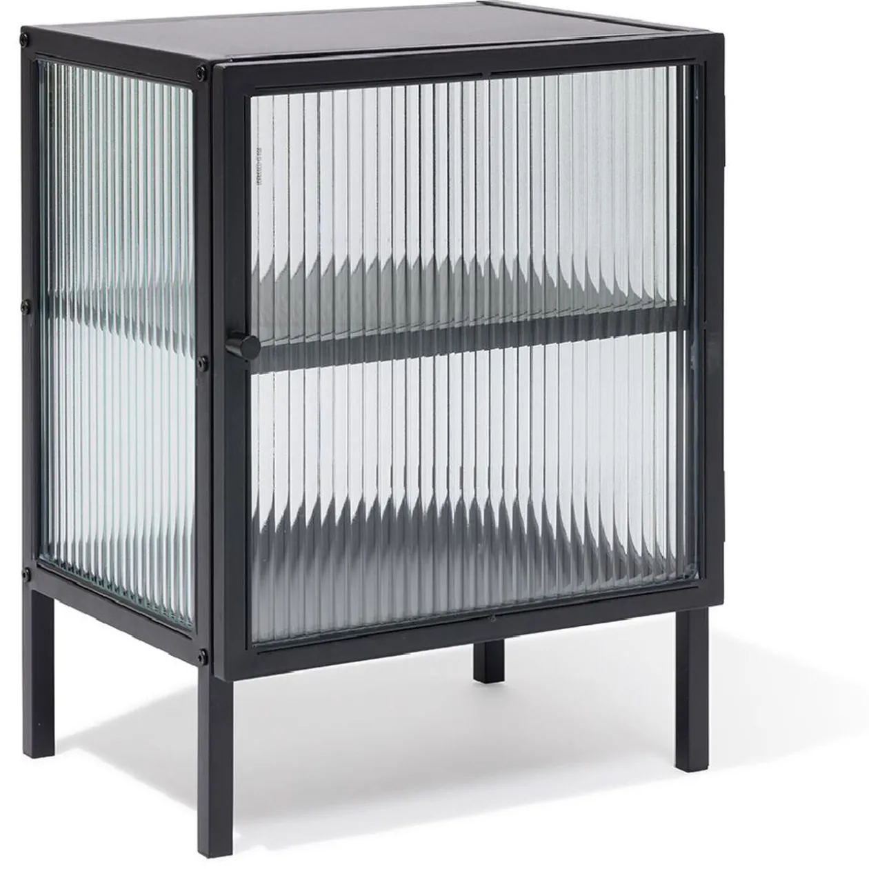 Chevet Arty métal noir et verre trempé - L40xP30xH52 cm