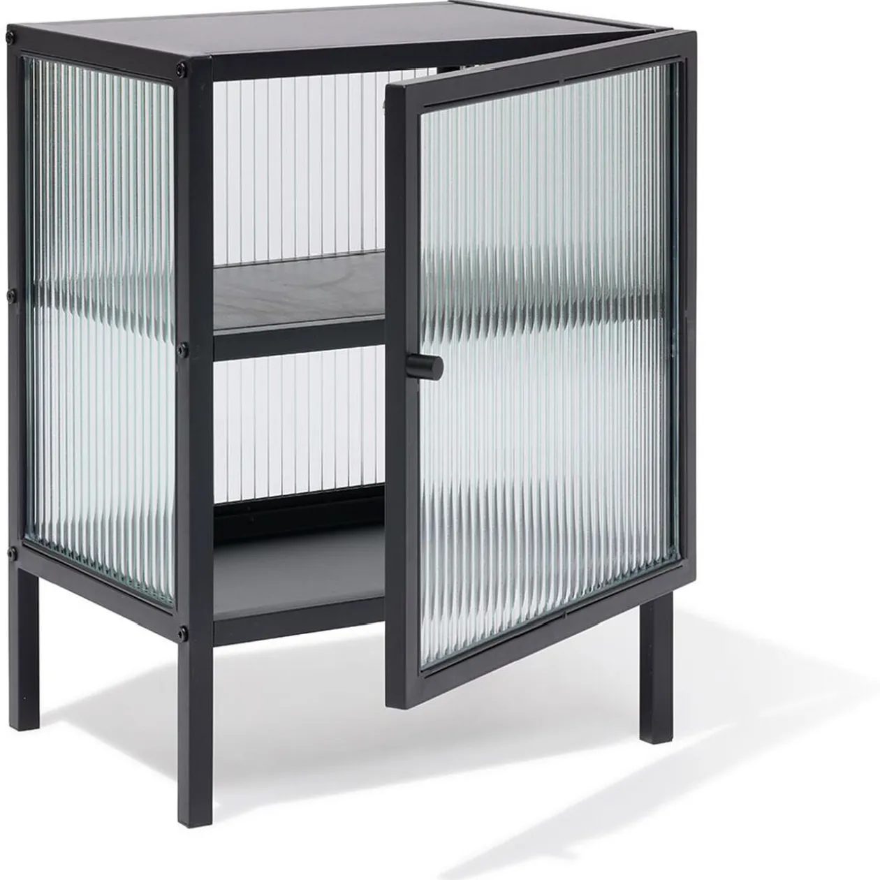 Chevet Arty métal noir et verre trempé - L40xP30xH52 cm