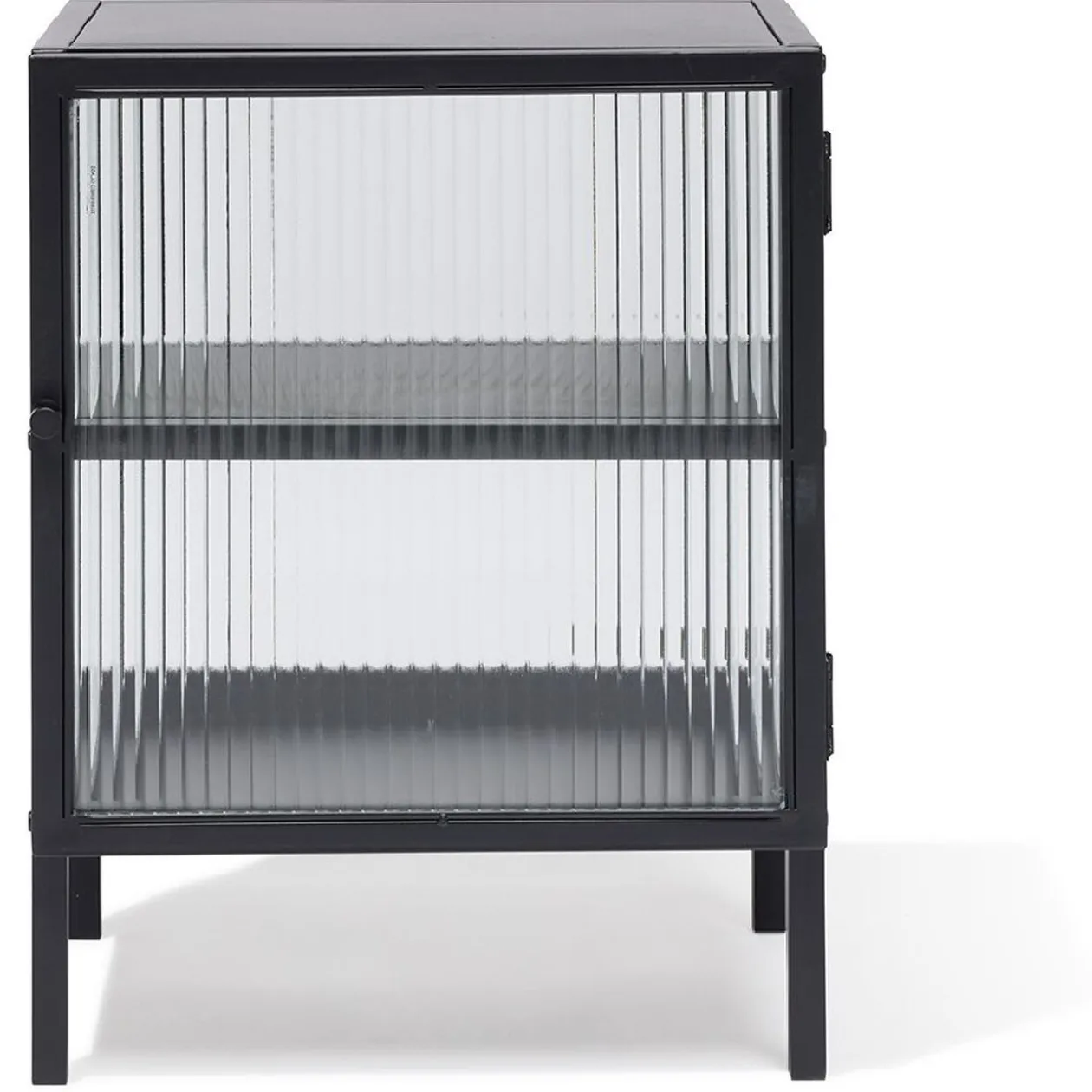 Chevet Arty métal noir et verre trempé - L40xP30xH52 cm