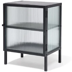 Chevet Arty métal noir et verre trempé - L40xP30xH52 cm