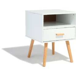 Chevet Bergen blanc 1 tiroir 1 niche