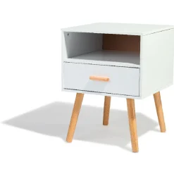 Chevet Bergen blanc 1 tiroir 1 niche