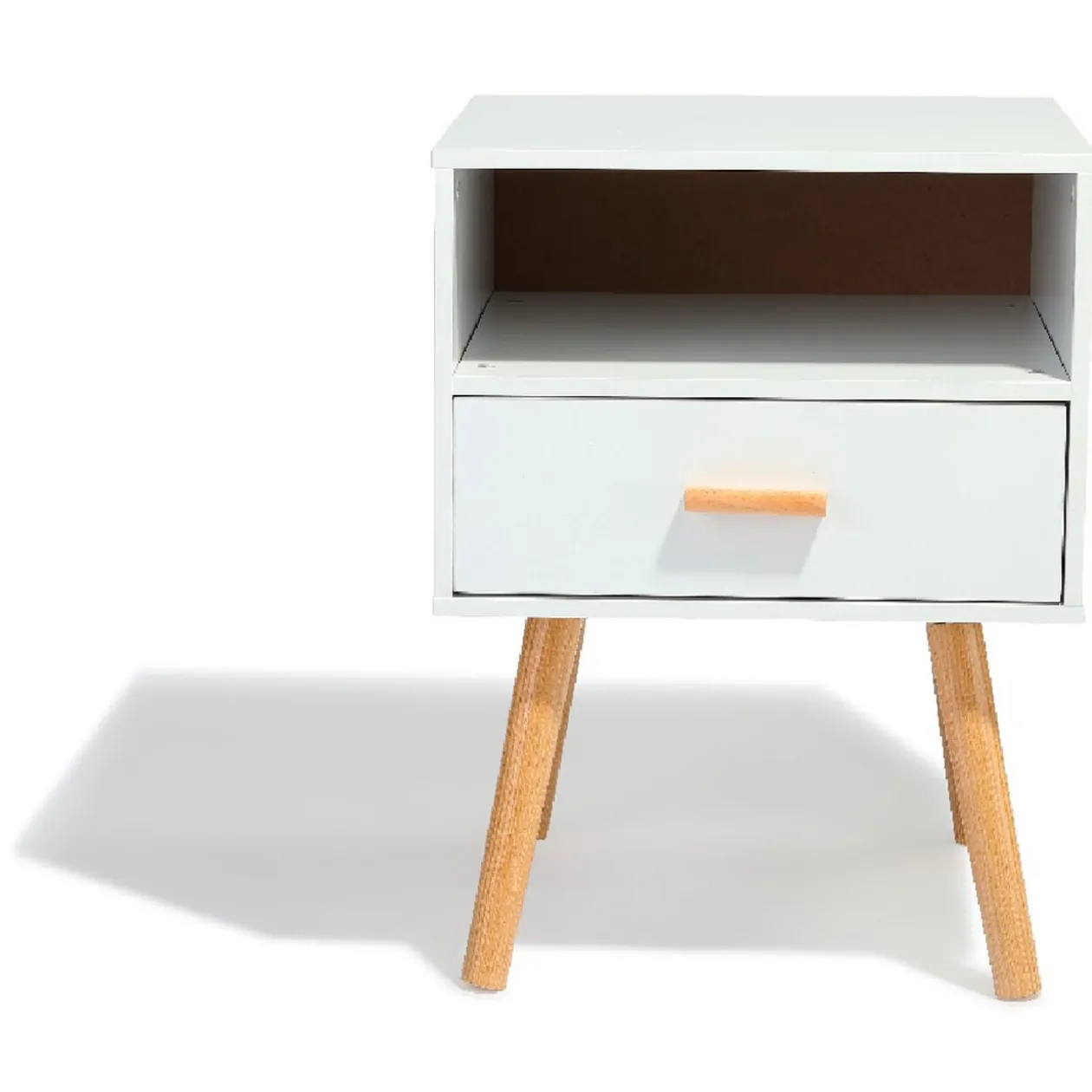 Chevet Bergen blanc 1 tiroir 1 niche