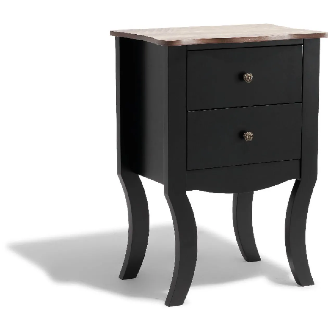 Chevet Birmingham noir et miel 2 tiroirs