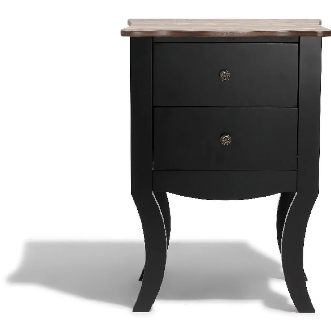 Chevet Birmingham noir et miel 2 tiroirs