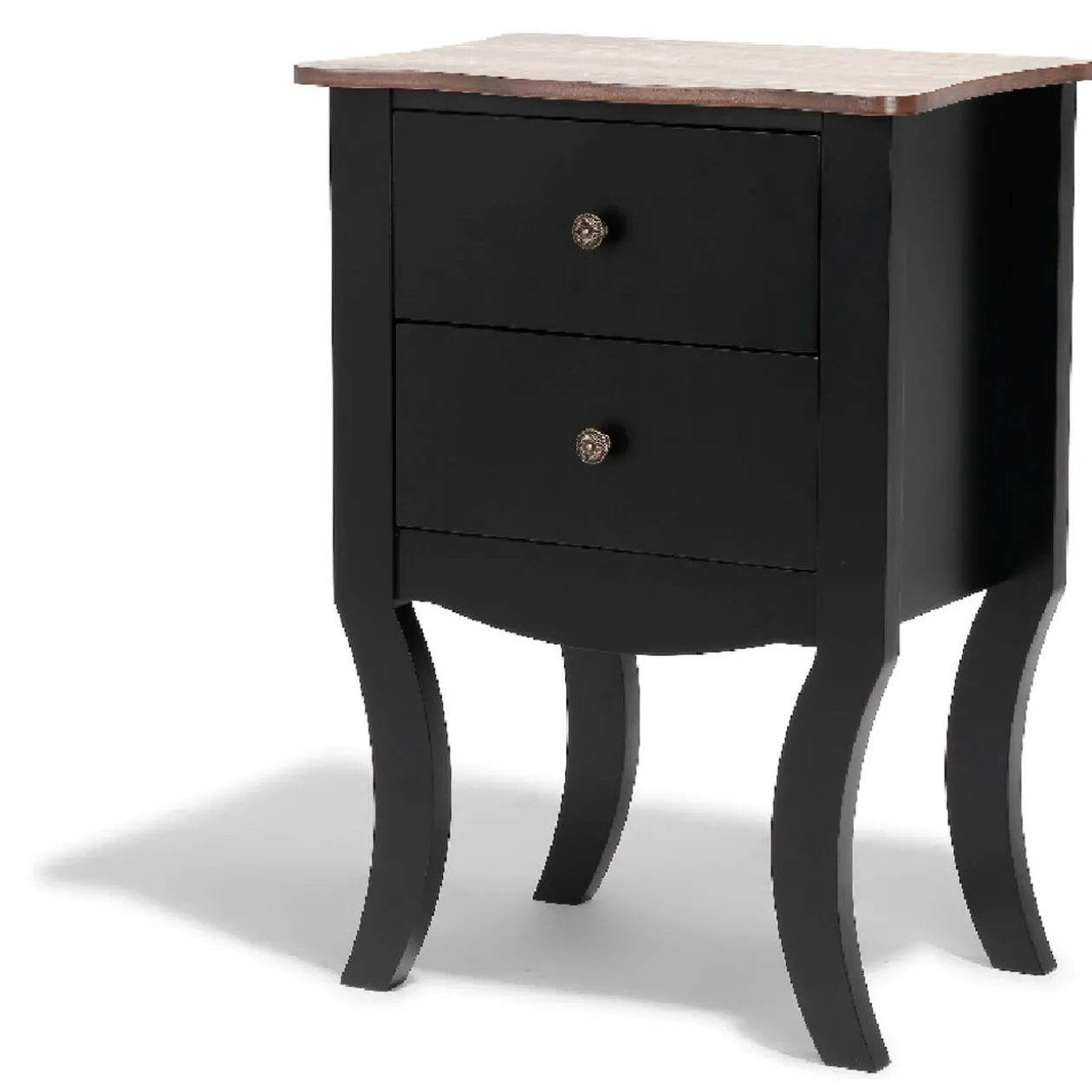 Chevet Birmingham noir et miel 2 tiroirs