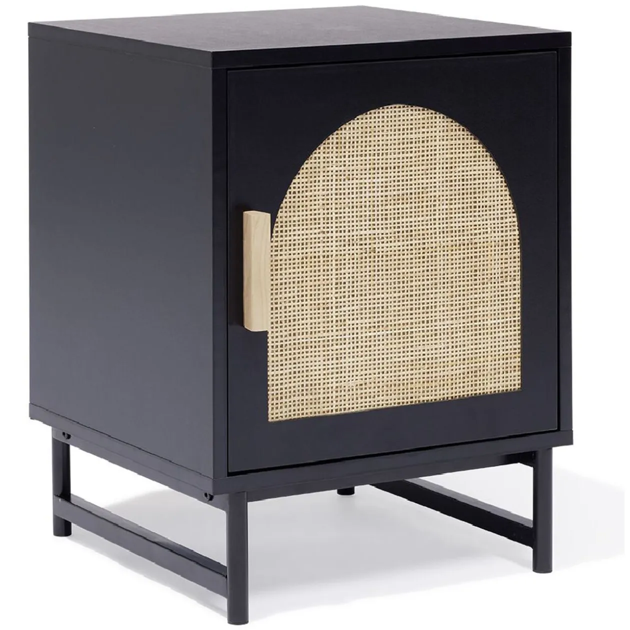 Chevet Fuji noir cannage naturel - L40xP38xH52 cm