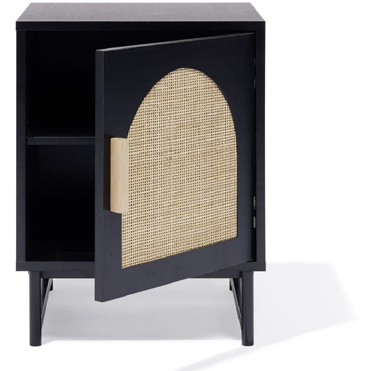 Chevet Fuji noir cannage naturel - L40xP38xH52 cm