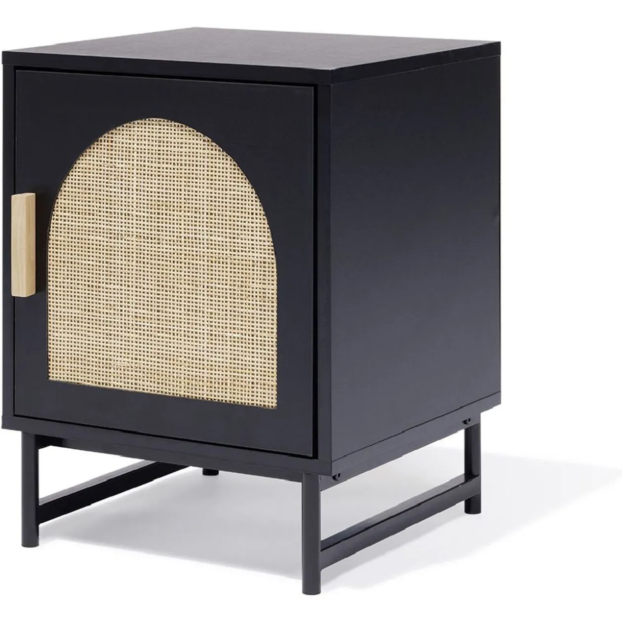 Chevet Fuji noir cannage naturel - L40xP38xH52 cm