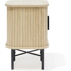 Chevet Grège bois naturel et noir - L40xP35xH52 cm