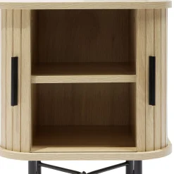 Chevet Grège bois naturel et noir - L40xP35xH52 cm