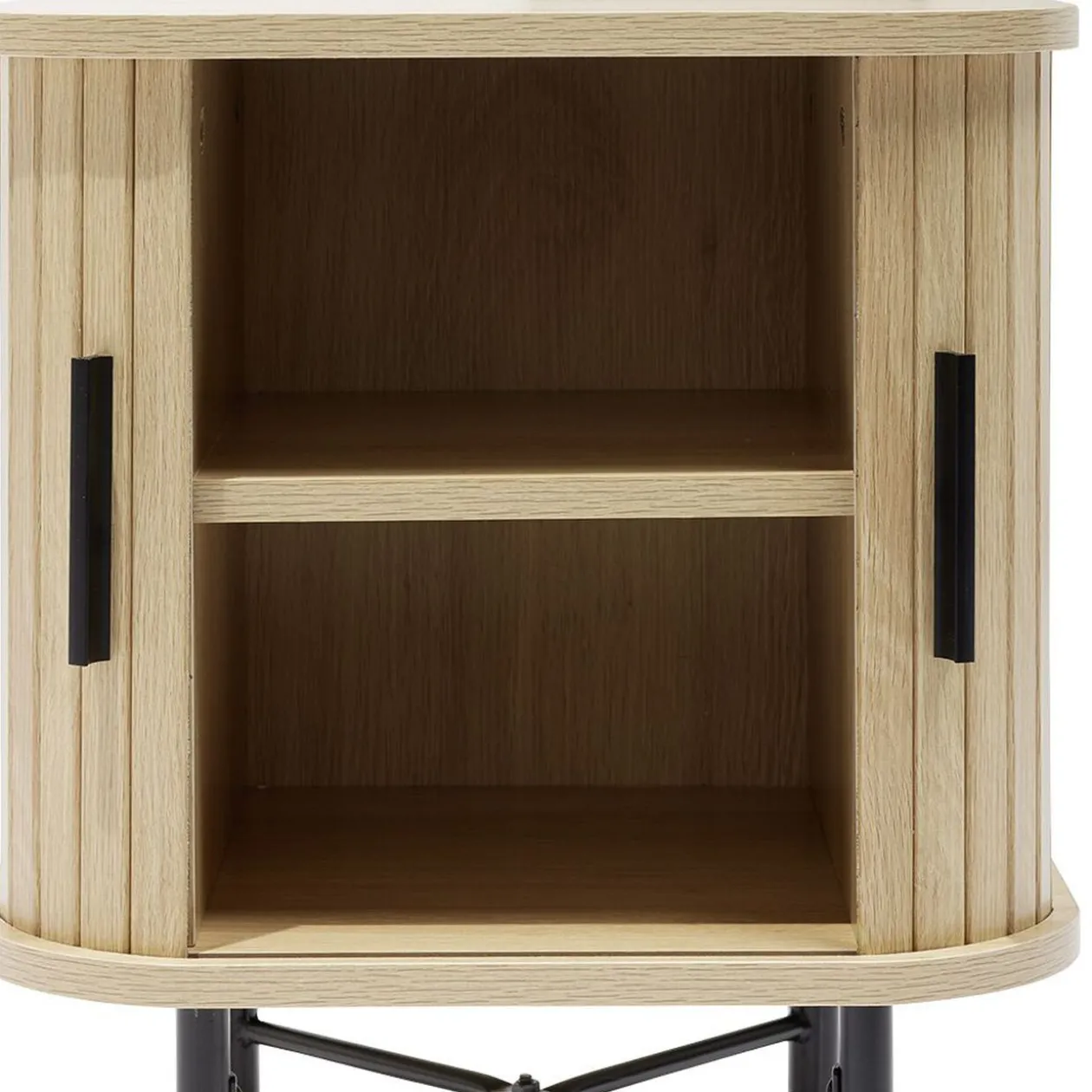 Chevet Grège bois naturel et noir - L40xP35xH52 cm